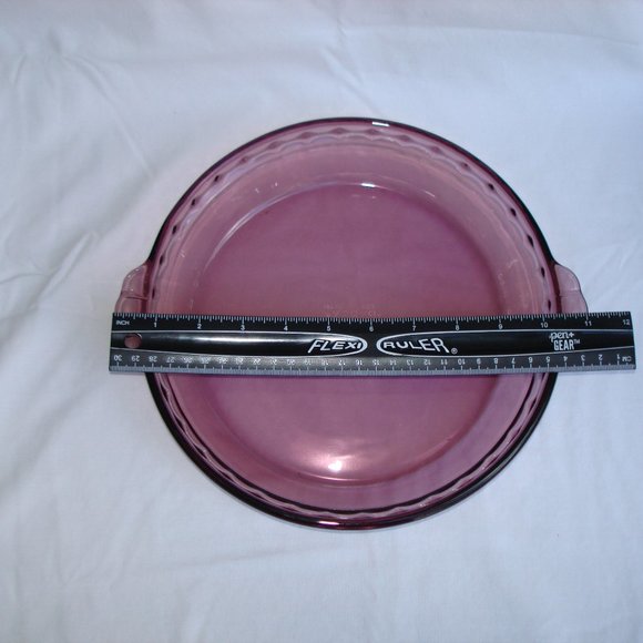 PYREX # 229 Glass Pie Dish 9.5" Cranberry Color Plate Bowl Serving Table Baking - Picture 4 of 10